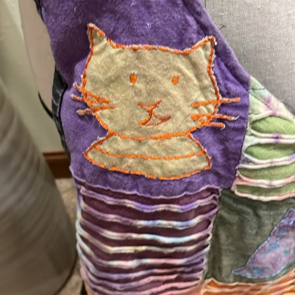 Hobo Bohemian Cat Tie Dye Patchwork Crossbody Bag - Picture 3 of 13